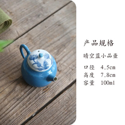 Tea Pot,Blue Glaze,Japanese Teapot,Portable Travel Infusers,Samovar Chines Set