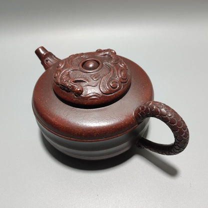 Vintage Chinese Yixing Purple Clay Teapot Zisha Ceremony Carving Collectible Art