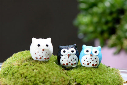 Night Owl Figures Miniature Figurine Mini Garden Aquarium Statue Craft 2 Pcs/Set