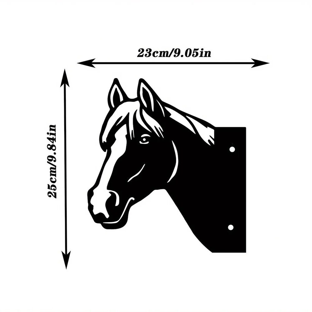 Wrought Iron Silhouette Well-behaved Horse Head Shape Garden Farm Fence Stake