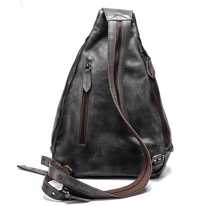 Travel Backpack, Cowhide Leather Women's embossed Crossbody Bag Sling Chest Bags