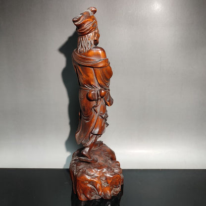 China Antique Wooden Boxwood Carved Exquisite Ji Gong Buddha Statues Sculpture