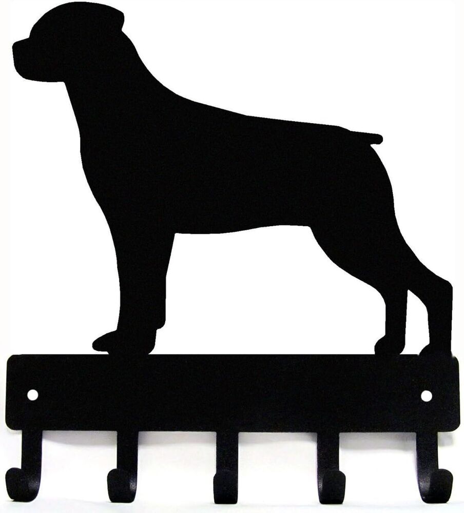 Rottweiler Key Rack Dog Leash Hanger - 9 inch Wide/6 inch Wide Metal Wall Art
