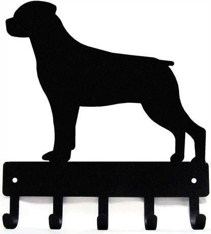 Rottweiler Key Rack Dog Leash Hanger - 9 inch Wide/6 inch Wide Metal Wall Art