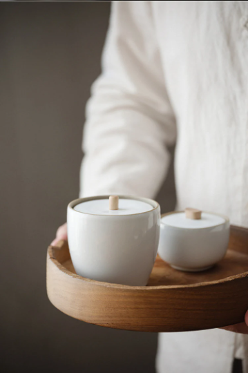 White Ceramic Tea Canisters Chinese Loose Tea Storage for Tea