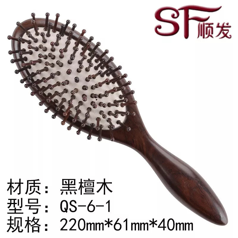Black Ebony Wood Hairbrush Wooden Pin Massage Comb Paddle Massage Scalp Brush