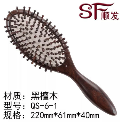 Black Ebony Wood Hairbrush Wooden Pin Massage Comb Paddle Massage Scalp Brush