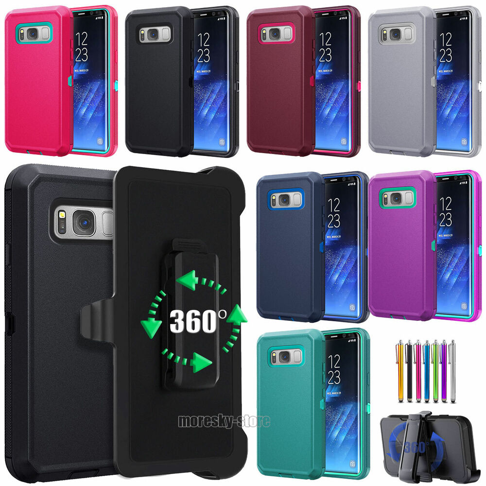 For Samsung Galaxy S8 Plus Heavy Duty Rugged Hard Soft Case / Clip Holster Stand