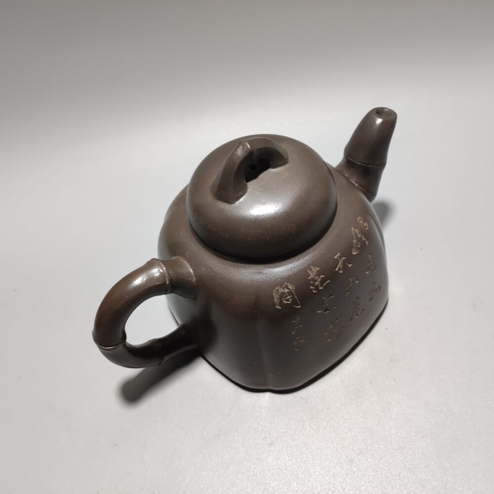 Vintage Chinese Yixing Purple Clay Teapot Zisha Ceremony Ceramic Bamboo Teaware
