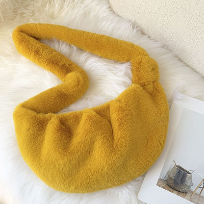 Soft Plush Hobos Crossbody Bag Shoulder Faux Fur Messenger Bag Large Tote Purses