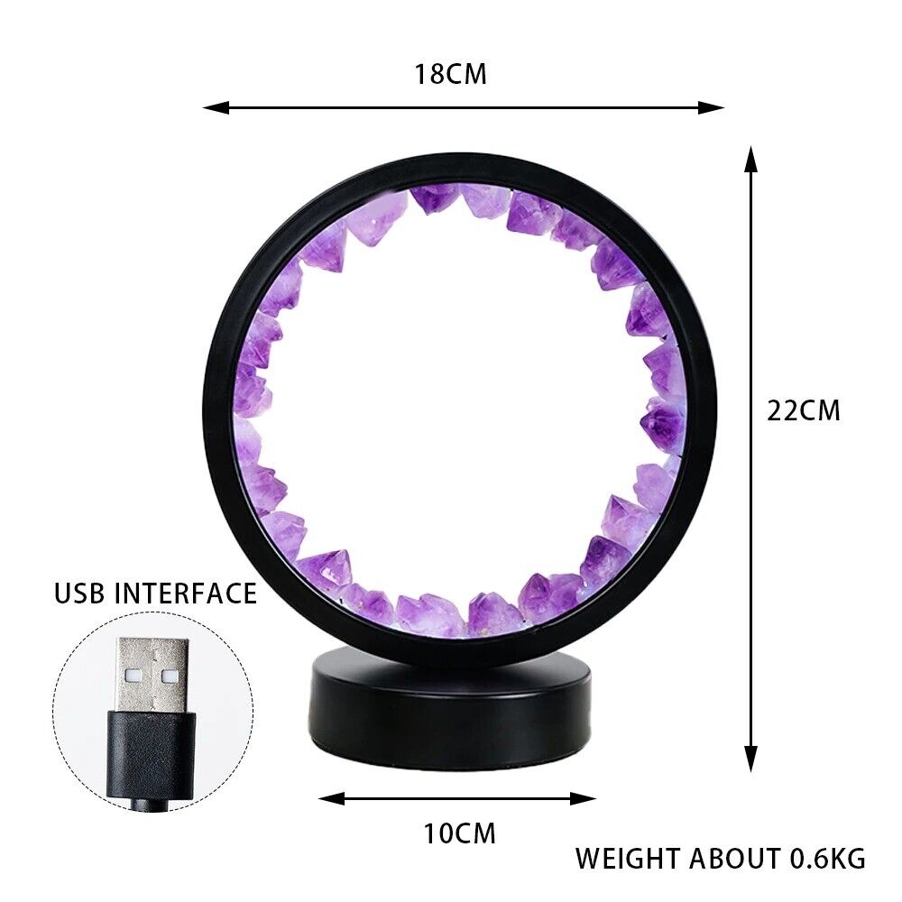 Bedside Lamps LED Rechargeable Natural Quartz Amethyst Cluster Desk Night Lights