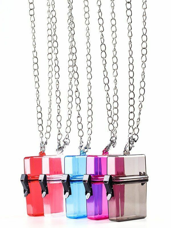 Cigarettes Box Holders Transparent Tobacco Case W/ Chain Ins Acrylic 72x29x112mm