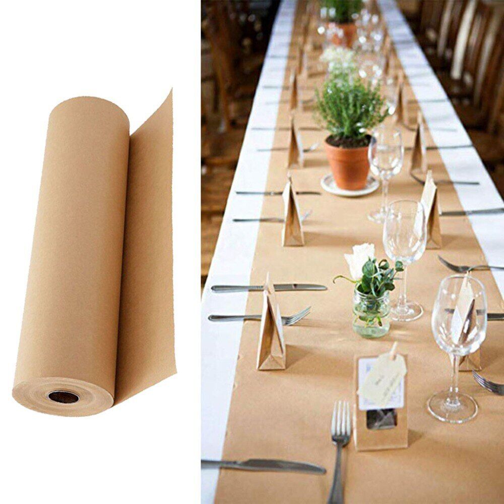 Wrapping Paper 30 Meters Brown Kraft Roll Wedding Birthday Gift Wrapper Material