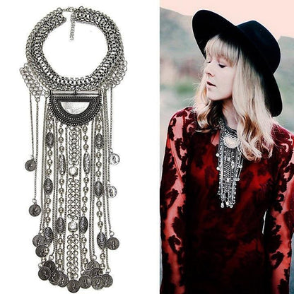 Bohemian Necklace Vintage Choker Ethnic Statement Large Collar Pendant Gypsy