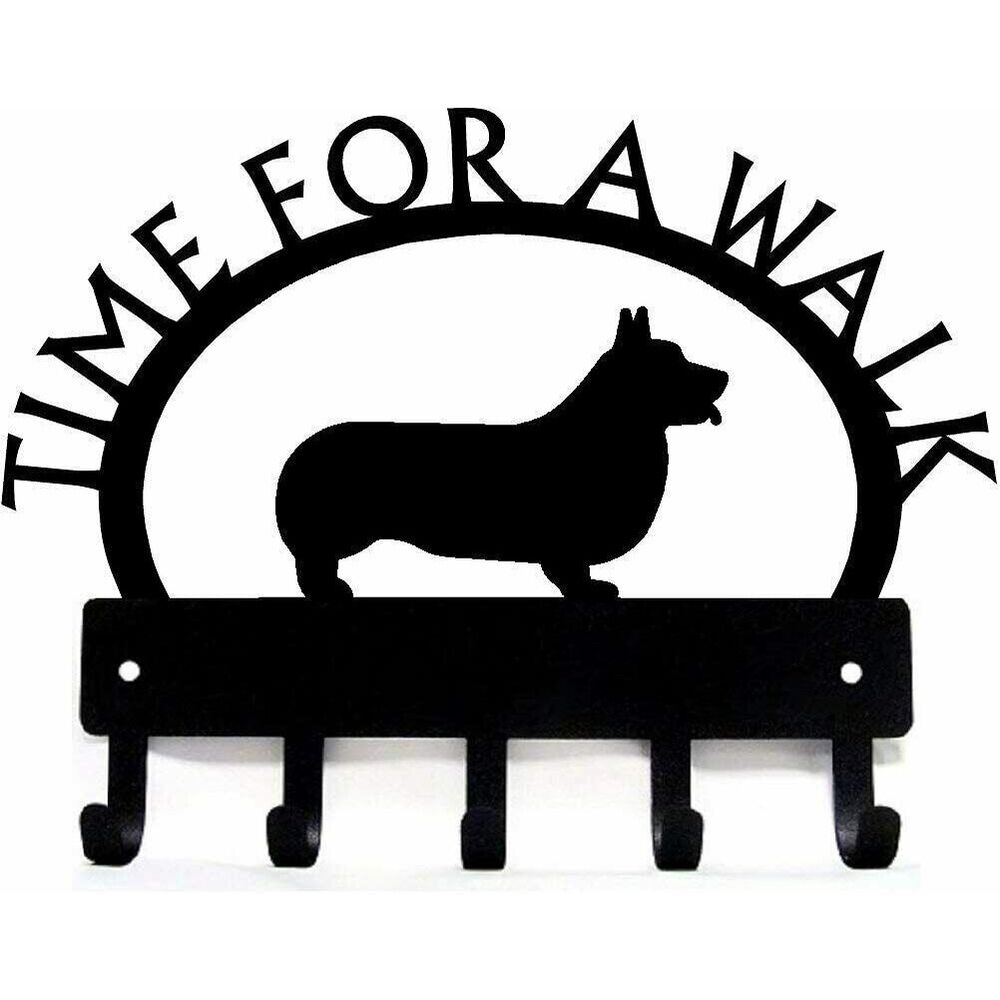 Corgi Time for A Walk Key Rack Wall Mounted Hook Up Pretty Artwork Wall Stickers