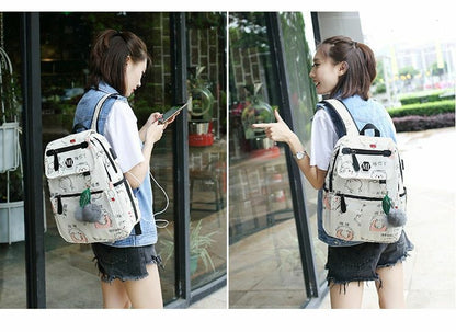 Backpack 3-piece Set Teenagers Girls School Bags Canvas Casual Classical Women