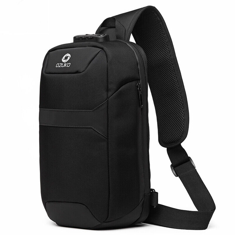 Men's Sling Backpack Oxford cloth Waterproof&Anti-theft Crossbody Bag USB Port