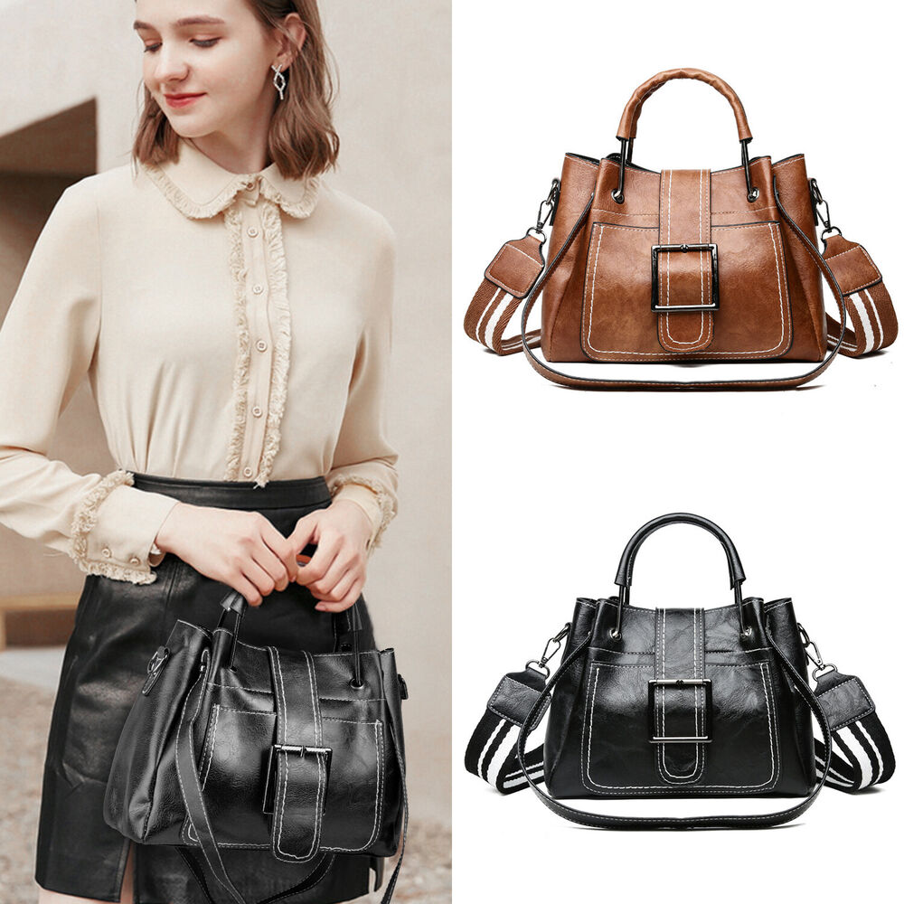 Women's Leather Organizer Purse Shoulder Bag Multiple Pockets Cross Body Handbag