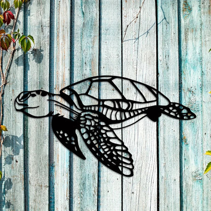 1pc Metal Sea Turtle Ornament, Beach Theme Decor, Art Decoration, Wall Hanging