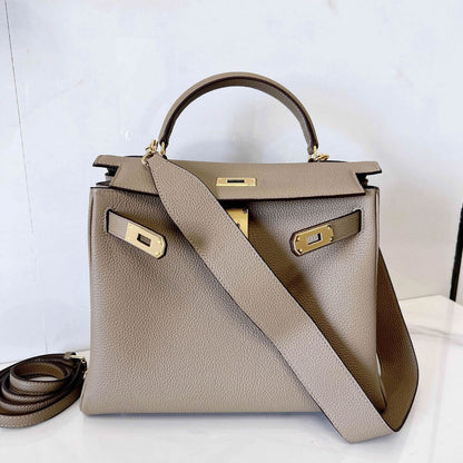 25/28) Real Leather Small Flap Briefcase Tote Shoulder Bag Purse Handbag Fashion