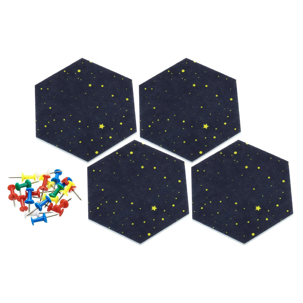 Message Board 4Pcs Felt Hexagon Tile Cork Self Adhesive Pin Sticky Notes Display