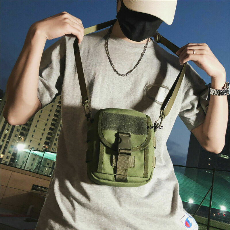 Men Messenger Bag Canvas Shoulder Bag Small Pack Travel Waist Pack Pouch Backpak