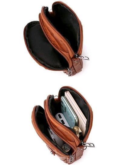 Crossbody Bag for Women PU Leather Handbag Mini Shoulder Bag Purses Brown