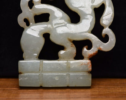 Chinese Hetian Jade Hand Carved Dragon Statue Nice Figurines Artwork Collectible