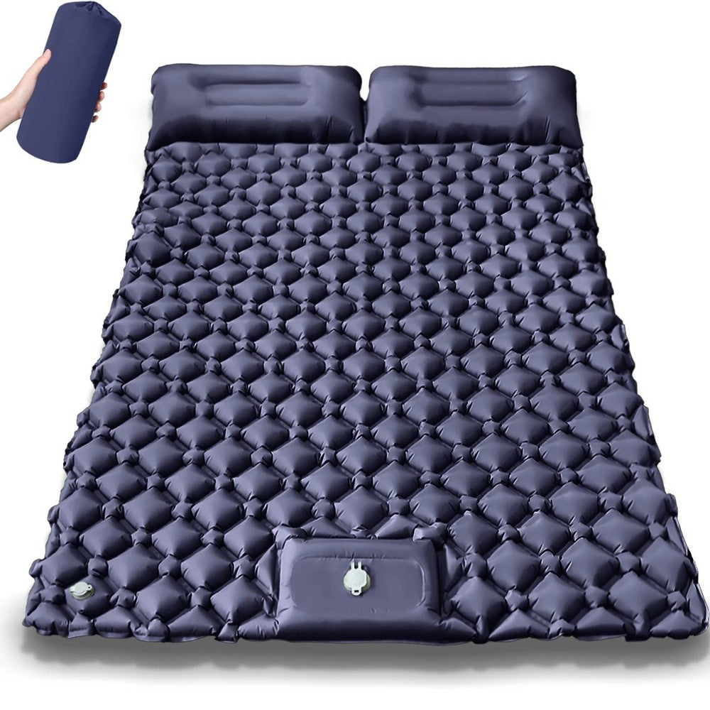 Outdoor Camping Double Inflatable Mattress Extra Wide Sleeping Pad Folding Bed