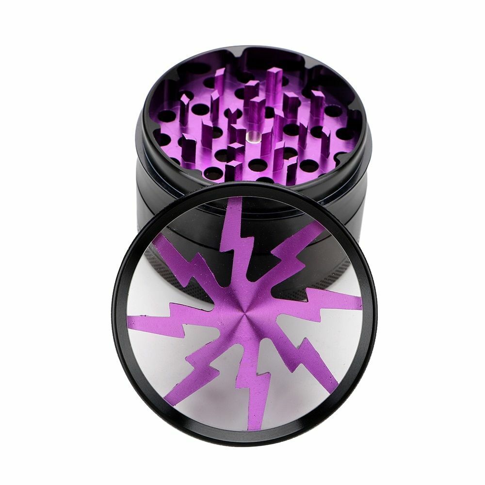 Tobacco Grinder Purple 63MM 4-layer Aluminum Alloy Smoke Herb Cutter Transparent