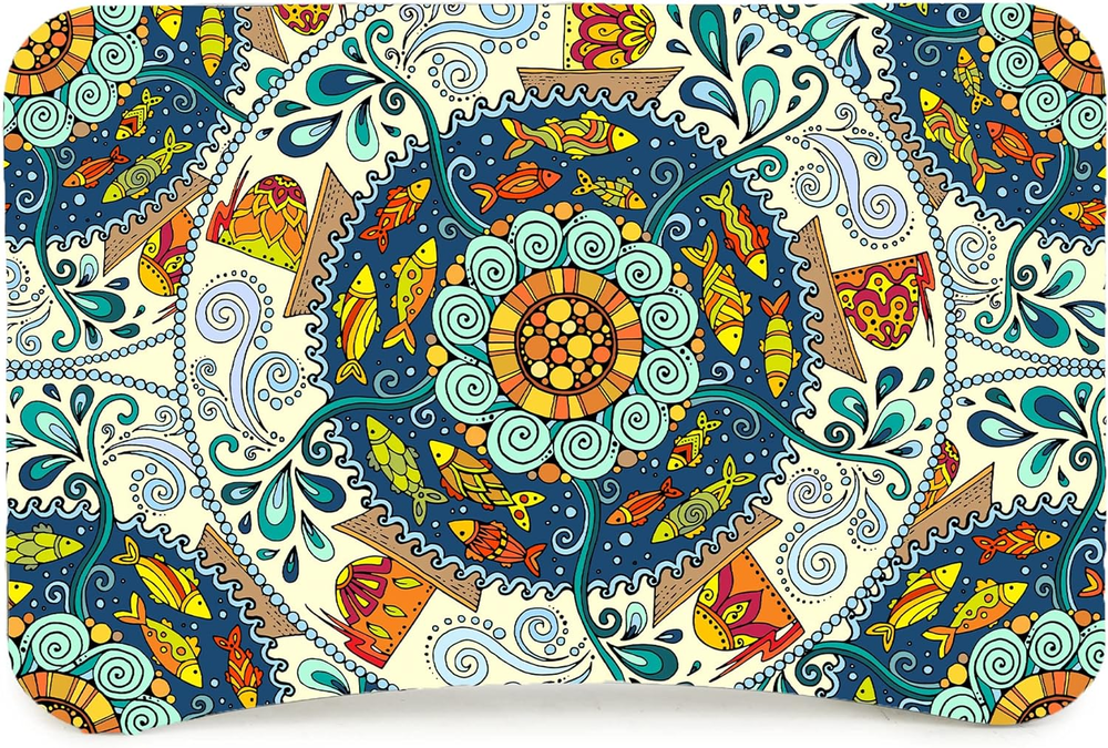 Wooden Multipurpose Mandala Printed Laptop Table Foldable Portable Non Slip Legs
