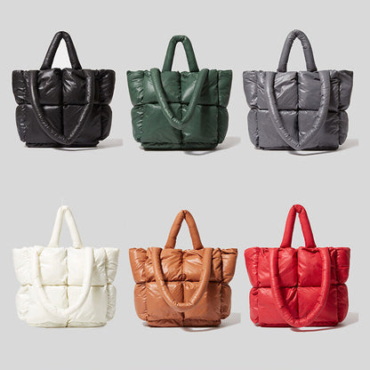 Tote Padded Handbags Quilted Women Shoulder Bags Nylon Cotton Crossbody Bag