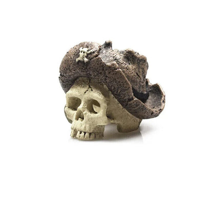 Aquarium Decoration Resin Pirate Skull Skeleton Head Lizards Terrarium Ornaments