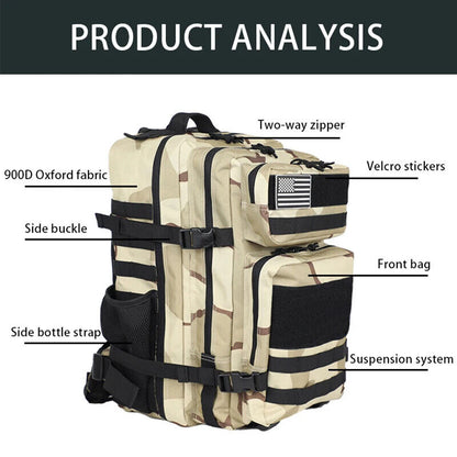 Tactical Backpack Training Gym Bag Hiking Camping Travel Army 3D Trekking