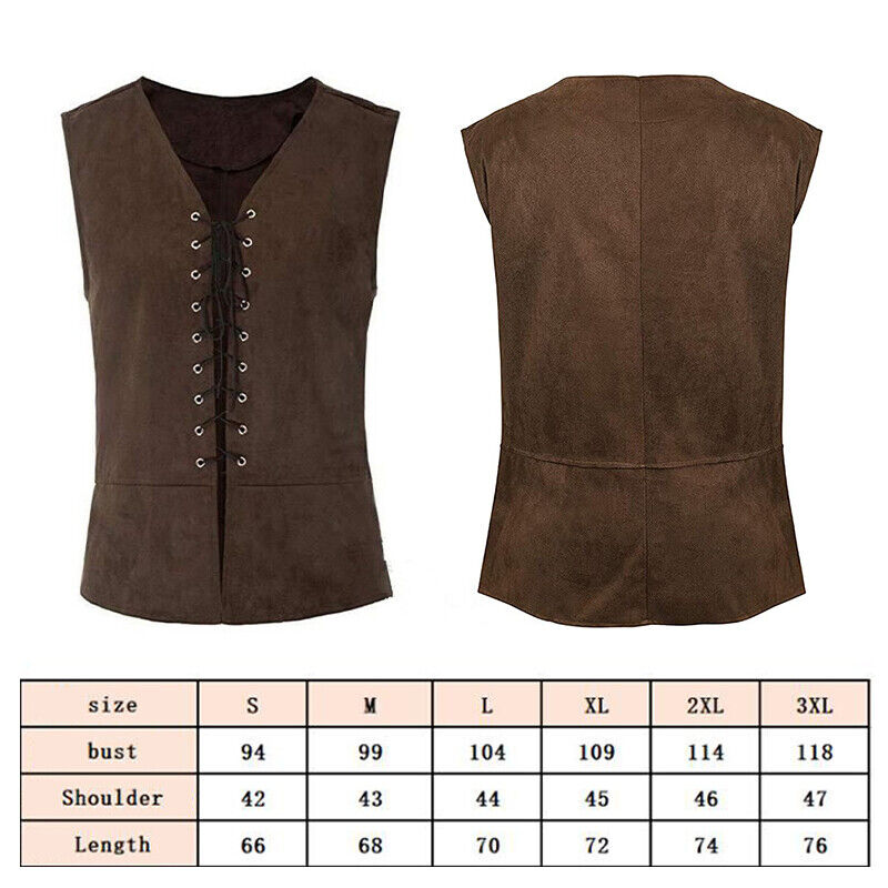 Steampunk s Plus Size Mens Carnval Medieval Renaissance Gothic Pirate Vest