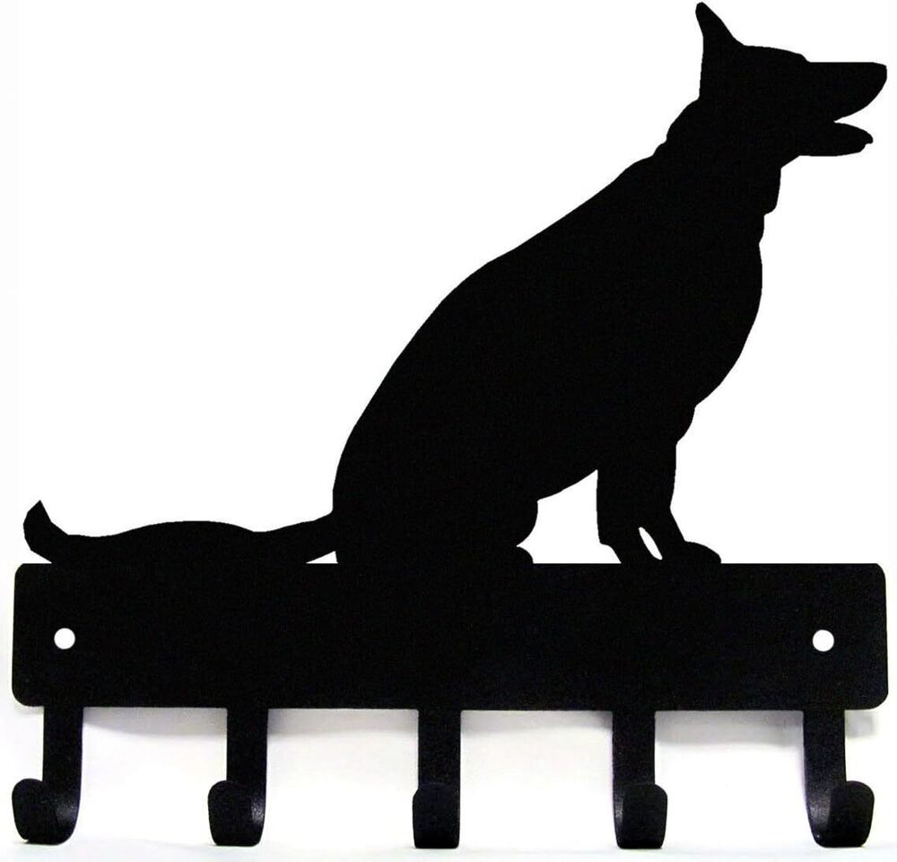 German Shepherd Sitting - Key Rack Dog Leash Hanger-6 inch/9 inch Metal Wall Art