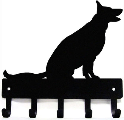 German Shepherd Sitting - Key Rack Dog Leash Hanger-6 inch/9 inch Metal Wall Art