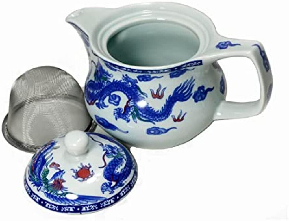 Porcelain Teapot 17oz Tea Pot Removable Stainless Steel Filter Ceramic Kettle