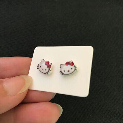 Cute Women Girl's Hello Kitty Earrings Ear Stud Fashion Jewelry Gift