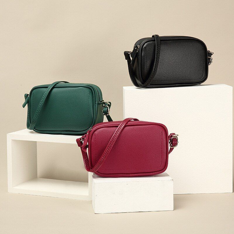 Shoulder Bag Simple Zipper Leather Messenger Bag Handbags Crossbody Flap Purse