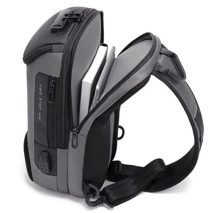 Men Anti-theft Lock Shoulder Bags USB Charging Crossbody Travel Chest Bag Pack