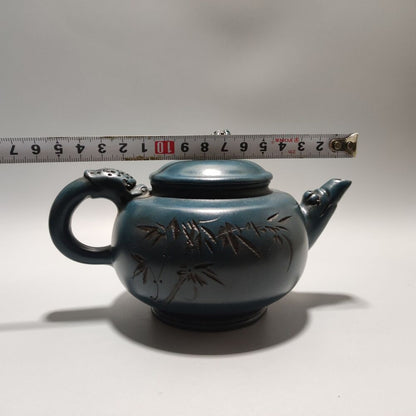 Vintage Chinese Yixing Purple Clay Teapot Zisha Ceremony Carving Collectible Art