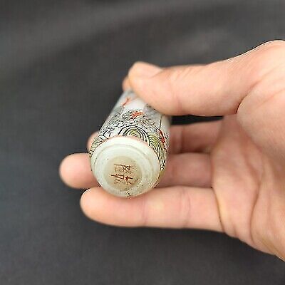 chinese antique collected fierce dragon figurine Painted Glass Snuff Bottle gift