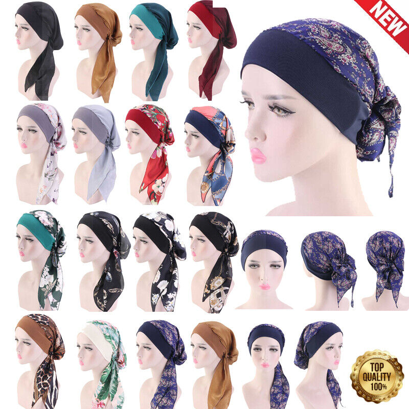 Womens Muslim Hijab Cancer Chemo Hat Turban Hair Loss Head Wrap Scarf Bandana*US