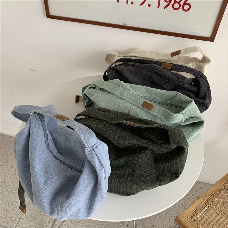 Big Size Dumpling Bag Canvas Purse Large Messenger Crossbody Pouch 42*28*11.5 CM