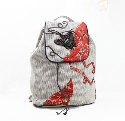 Weaving Bag Cotton Linen Bag Shoulder Polyester Purse 38*20*40 CM Floral 20-35 L