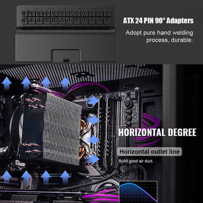 ATX Motherboard Female 24Pin to 24pin Male 90 Degree Power Adapter Mainboard