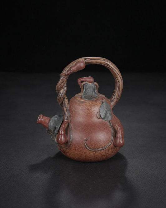 Chinese Yixing Zisha Clay Handmade Exquisite Teapot 葫芦提梁 底款：蒋蓉）