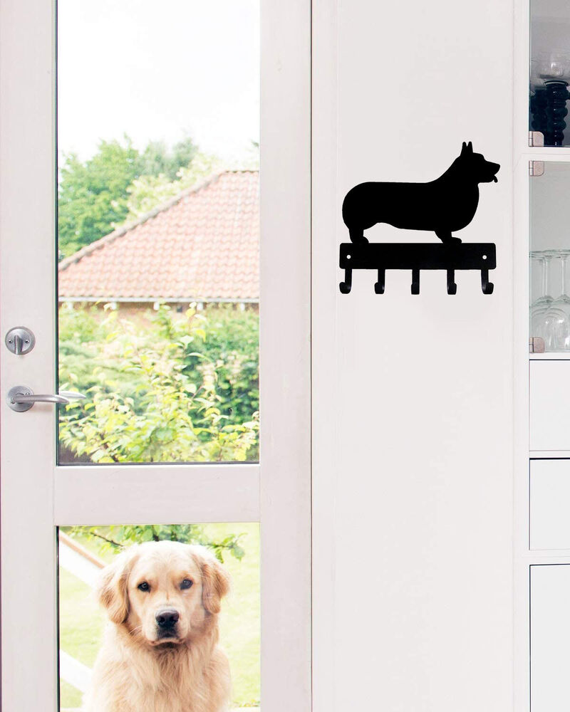 Corgi Dog - Key Hooks & Keychain Holder - 6 Inch Wide/9 Inch Wide Metal Wall Art