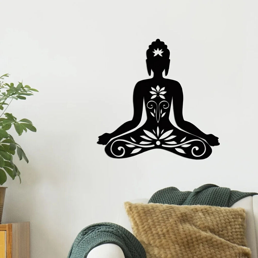 1pc Buddhism Theme Decor Wall Art Decorations, Indoor Black Classic Room Decor